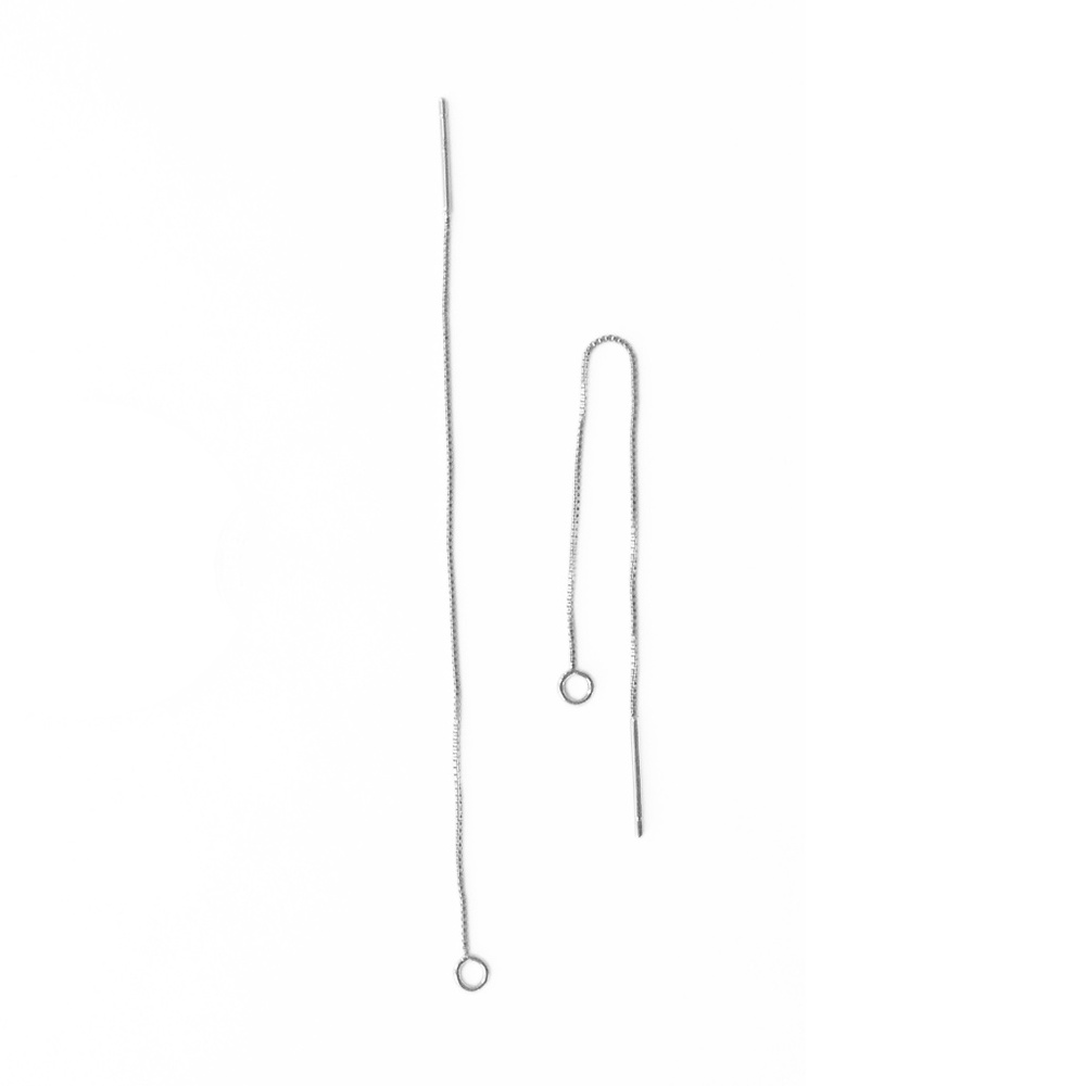 Earrings Threader Box Chain Silver